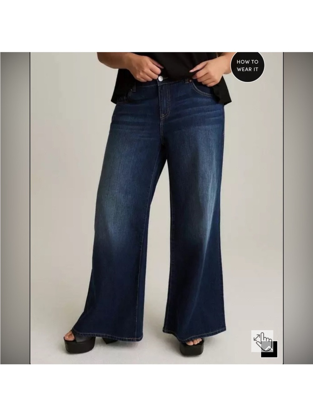 Festi Baggy Low-Rise Wide Leg Jean 14 Short NWT Dark Denim